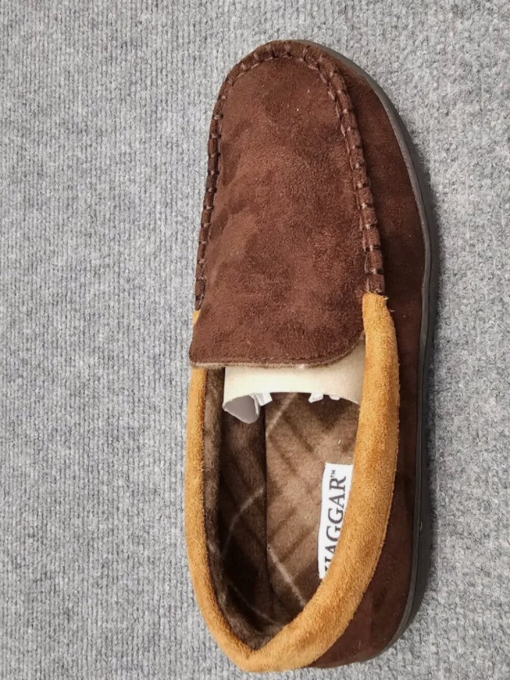 Haggar Men's Microsuede Fleece Lined Brown Venetian Slippers NIB